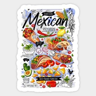 Food poster, food, Mexican, nachos, burritos, tacos, snack Sticker